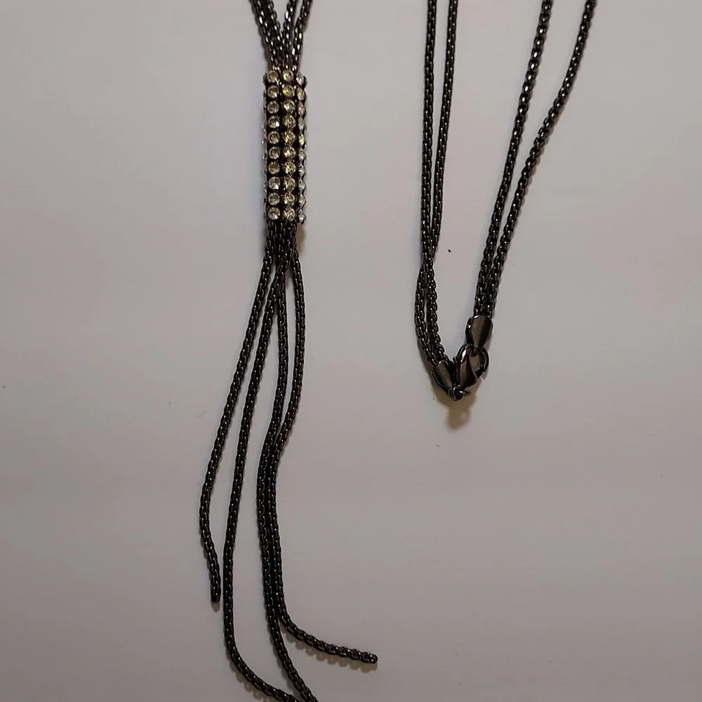 PARKLANE crystal necklace pendant tassel long necklace hematite